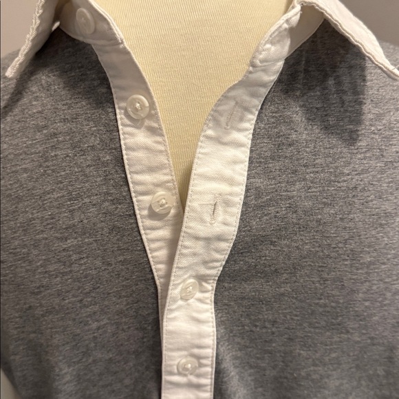 Men’s Fossil Gray Polo Shirt with White Collar - Picture 2 of 4